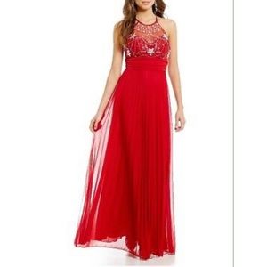 B Darlin Long Red Embellished Formal Dress
